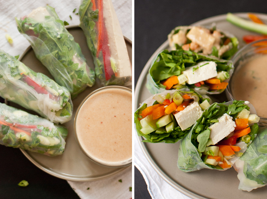 summer rolls with spicy peanut dipping sauce