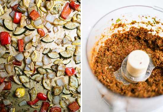 sun-dried tomato pesto with roasted veggies