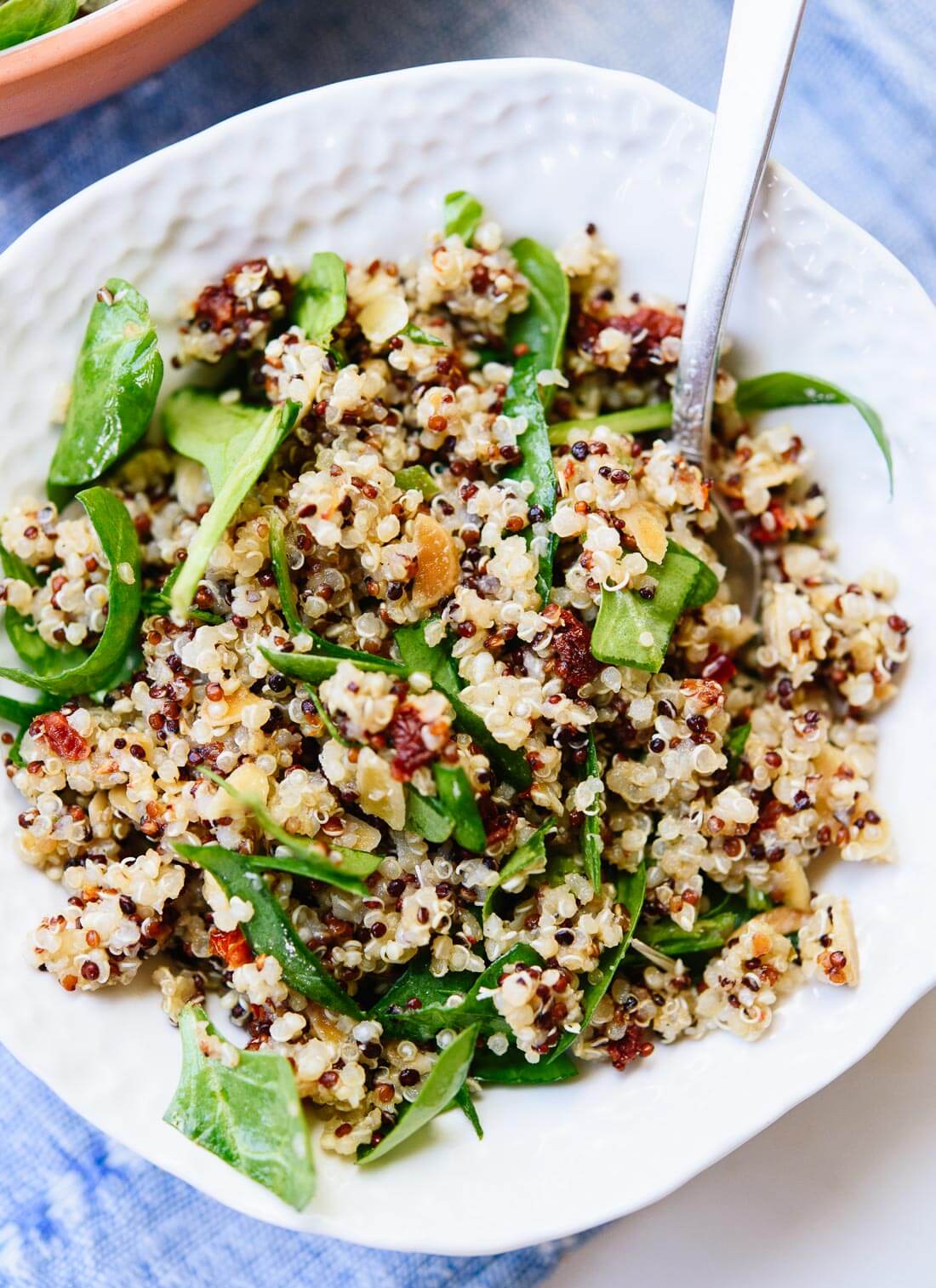 Simple sun-dried tomato, quinoa and spinach salad - cookieandkate.com