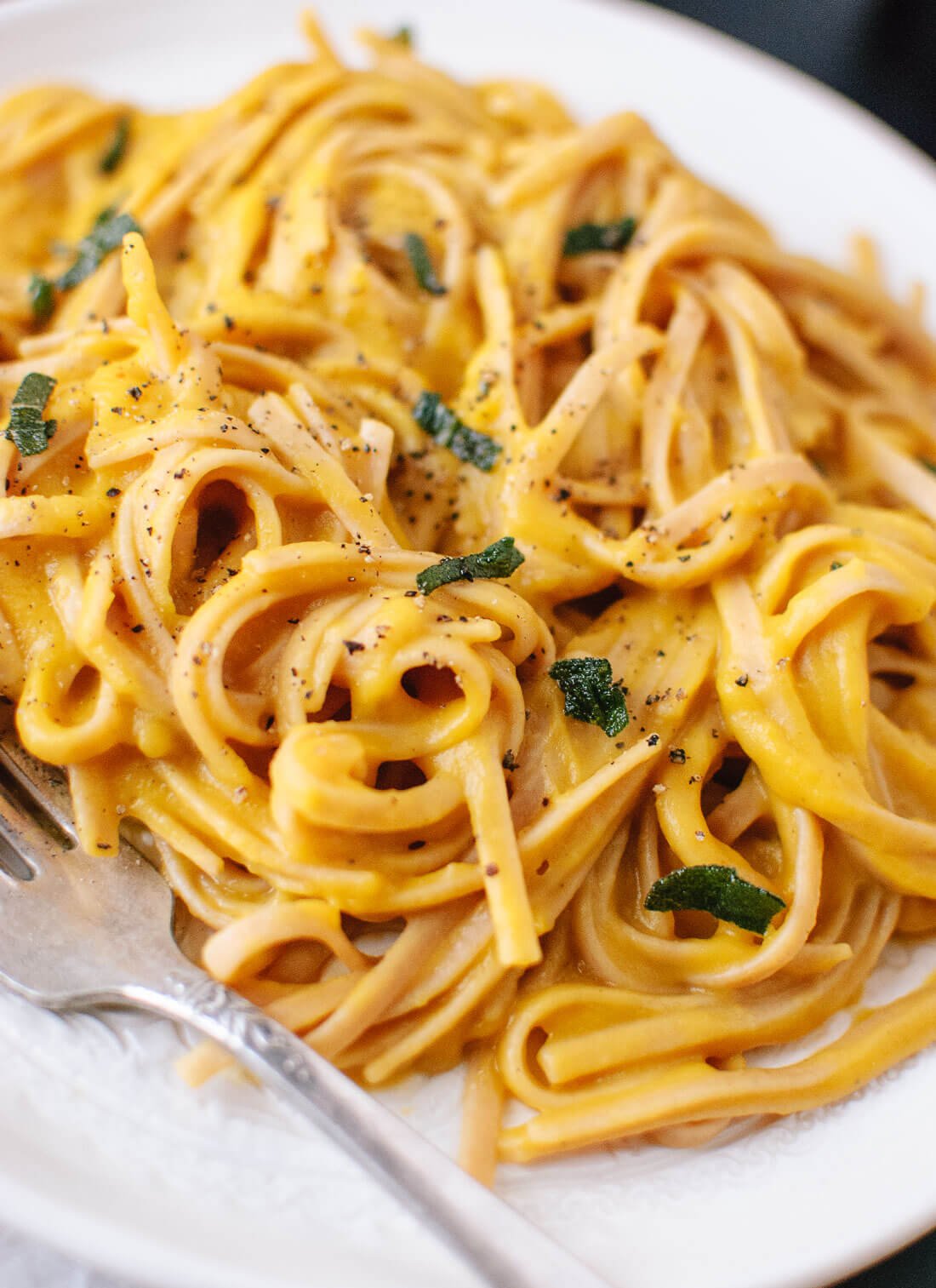 Super creamy (vegan) butternut squash linguine with fried sage - cookieandkate.com