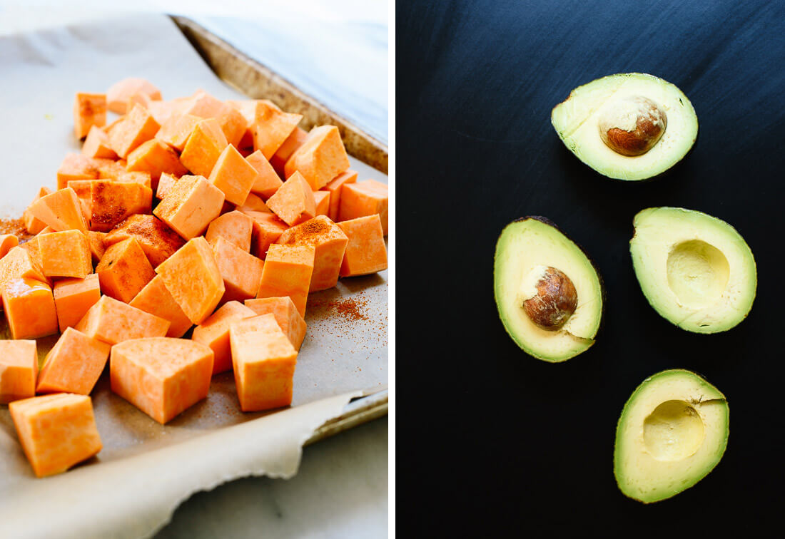 sweet potatoes and avocado