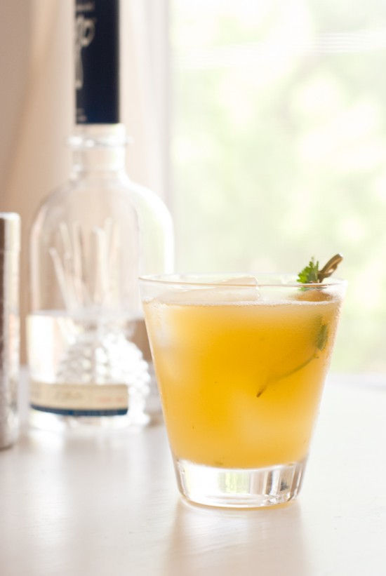 pineapple cocktail infused with cilantro and serrano