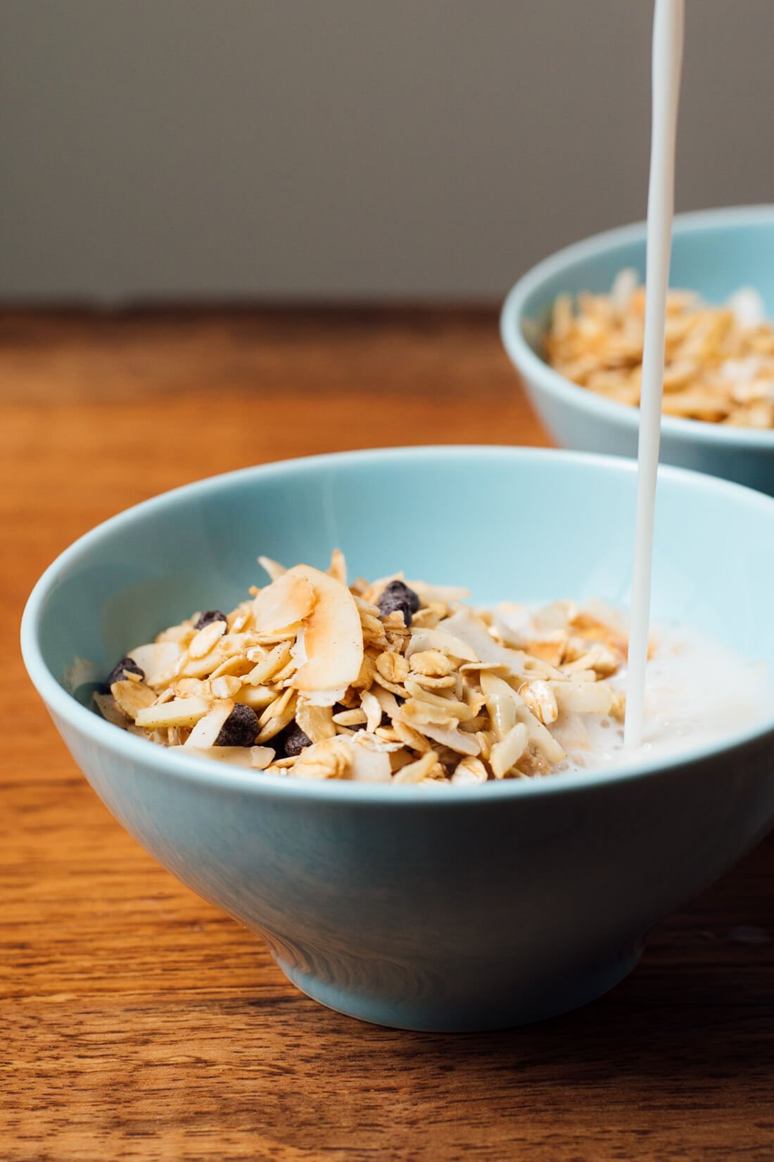 Toasted muesli with almonds, coconut and chocolate