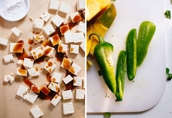 cabbage and baked tofu