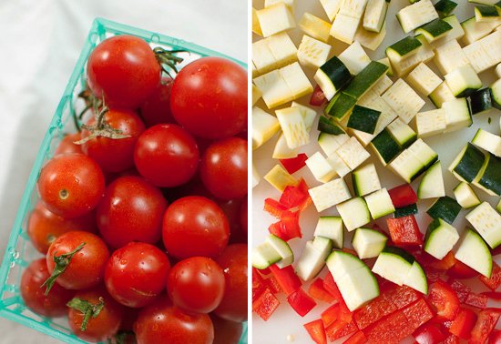 tomatoes, squash and bell pepper