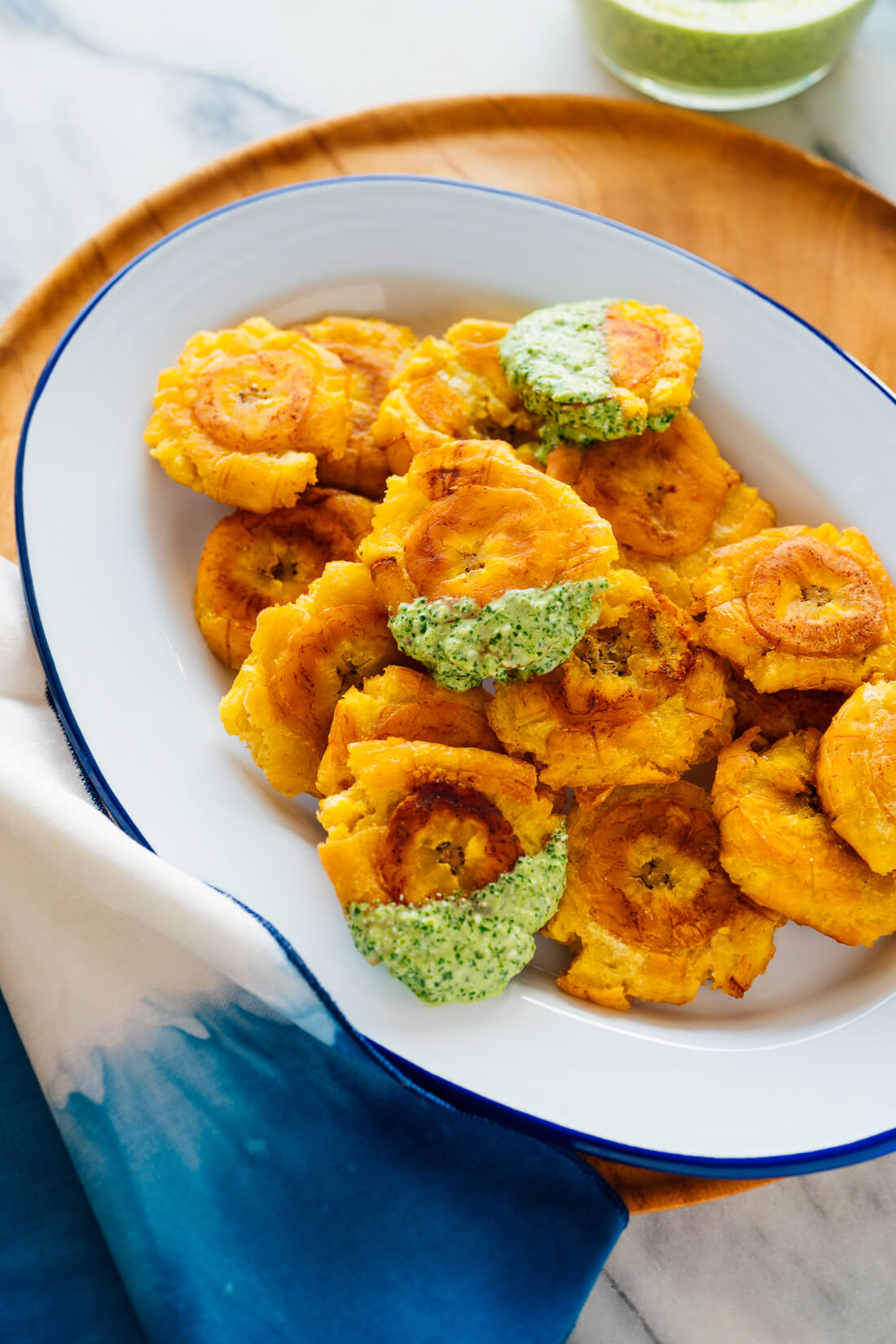 tostones with aji verde sauce