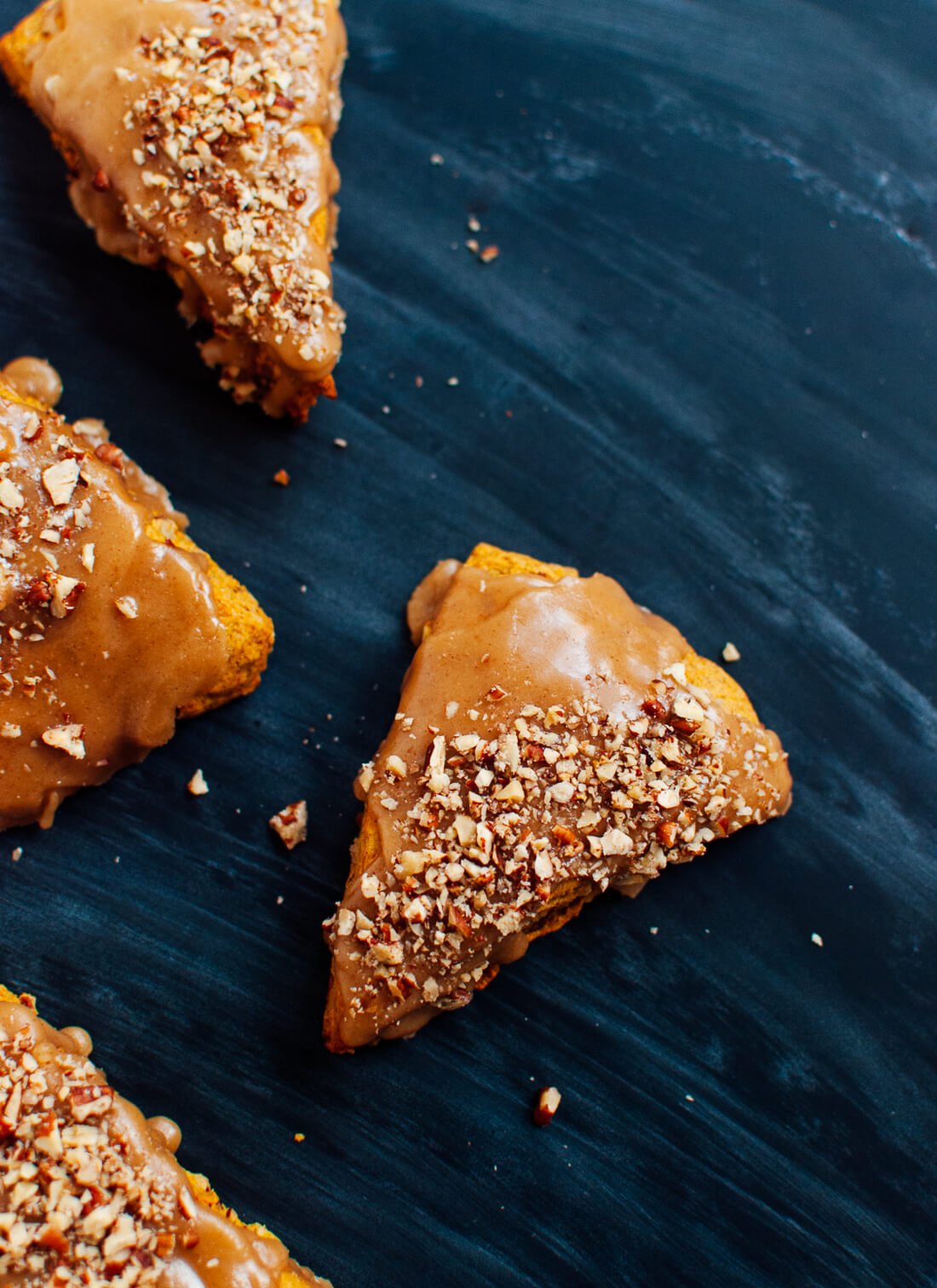 Pumpkin pecan scones with maple glaze (made with coconut oil and vegan!)