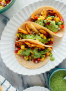 Halloumi Tacos with Pineapple Salsa & Aji Verde