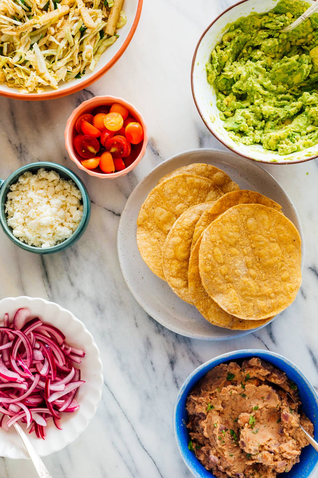 vegetarian tostadas recipe components