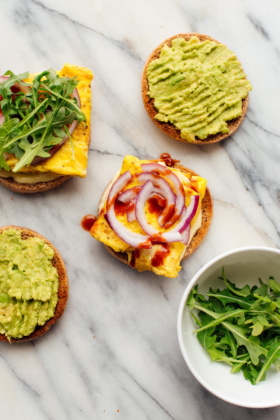 veggie breakfast sandwich process