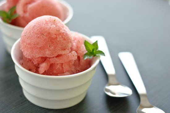 homemade watermelon mojito sorbet