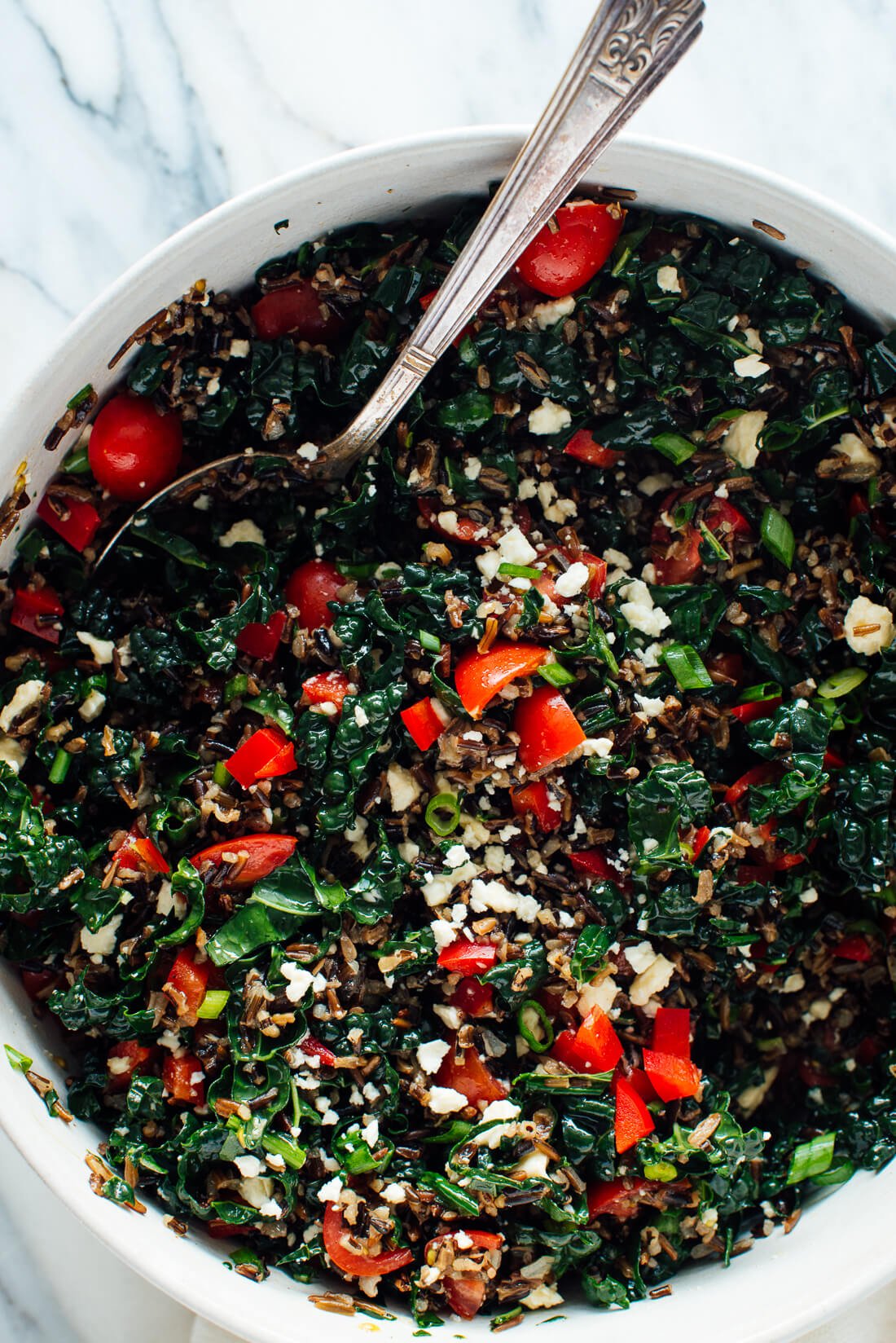 wild rice and kale salad recipe close-up