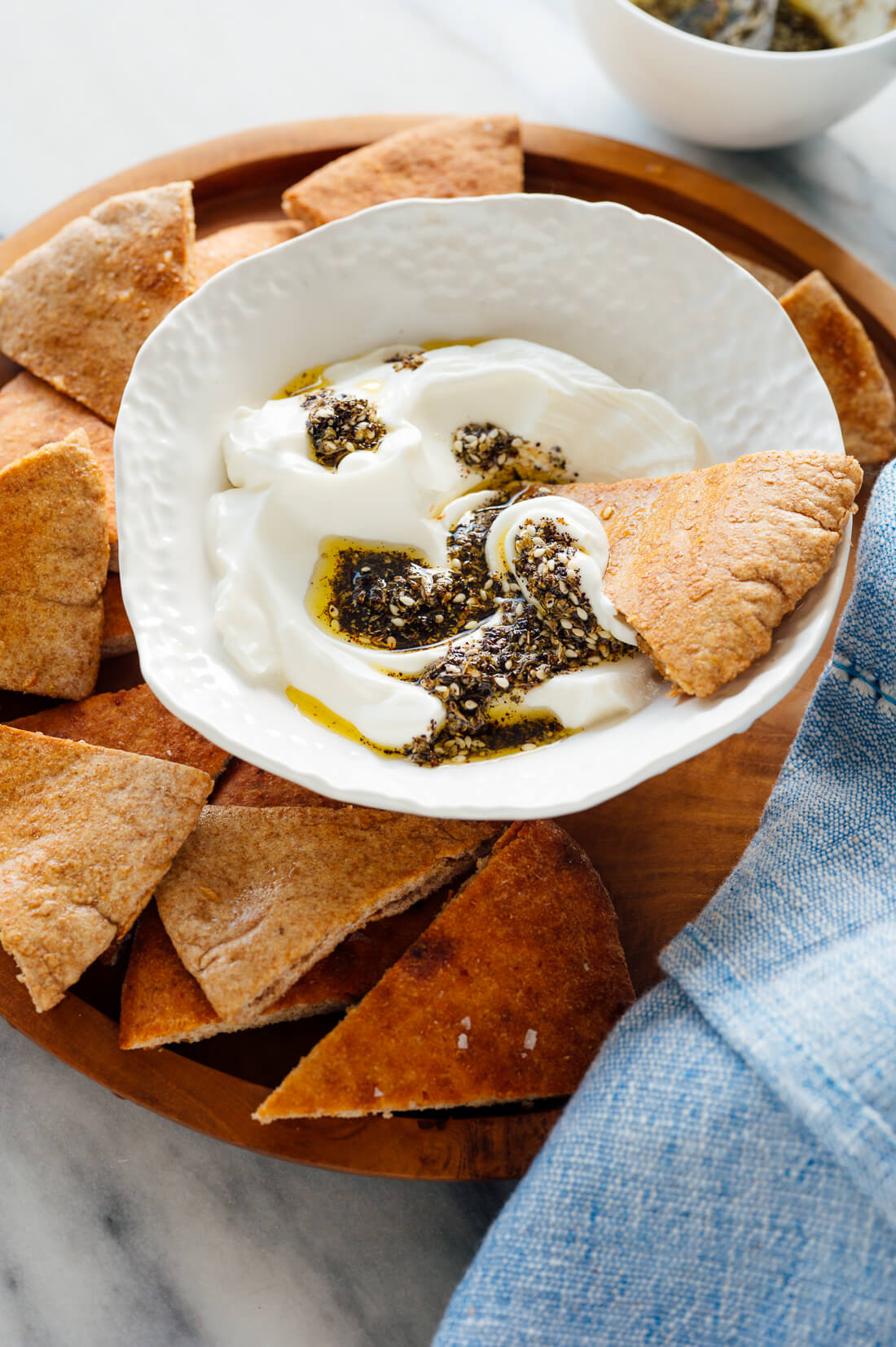 zaatar spice blend on labneh or yogurt